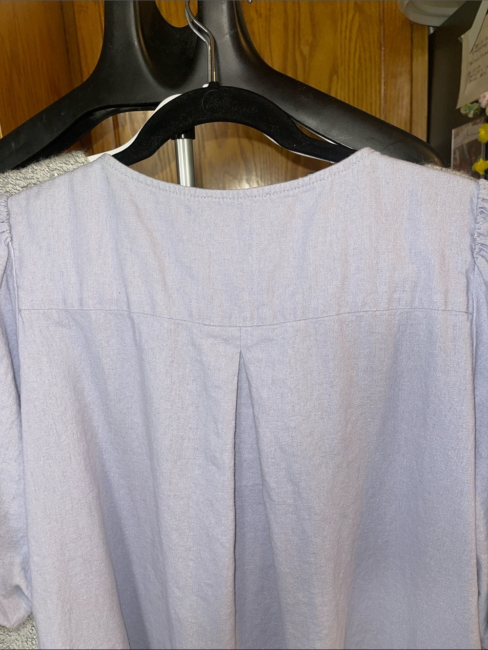 Cynthia Rowley Blue Linen-Blend Puff Sleeve Shirt Dress XL pocket - Picture 8 of 9
